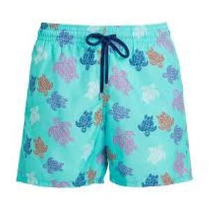 Vilebrequin Kids Turtle Print Shorts - Aqua and Multicolor